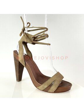 Women’s Tan Suede Lace-Up High Heel Sandals